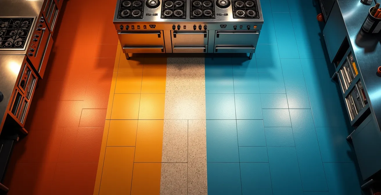 Schéma d'organisation des flux dans une cuisine avec zones distinctes